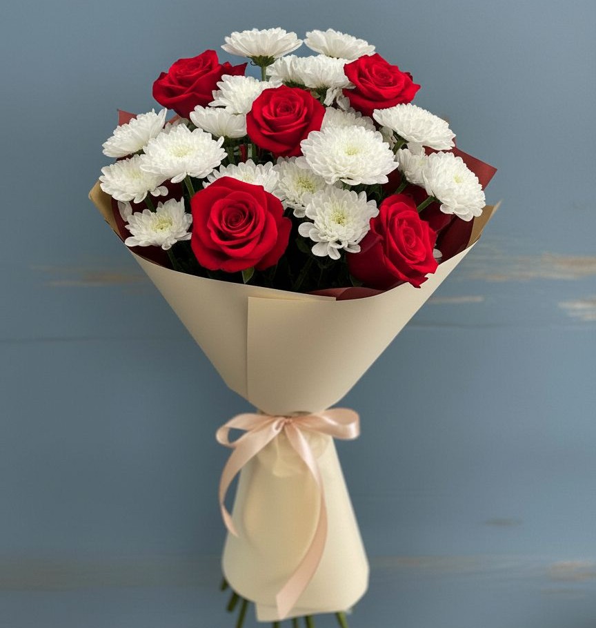 Букет цветов из: Розы и Хризантемы в Навле