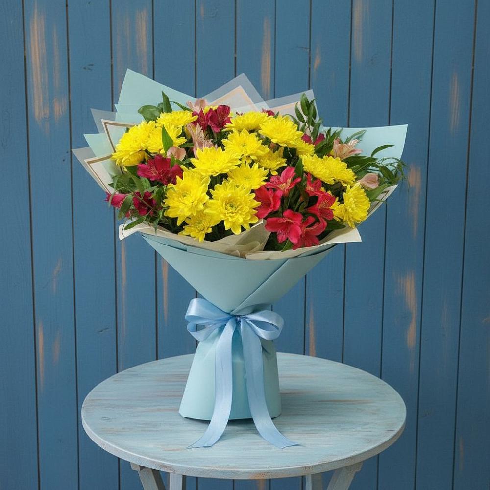 Букет цветов из: Альстромерии и Хризантемы в Навле