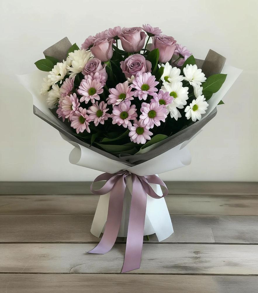 Букет цветов из: Хризантемы и Розы в Навле