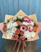 Букет цветов из:  Розы, Герберы и Хризантемы #REPLACE_PRED# Навле