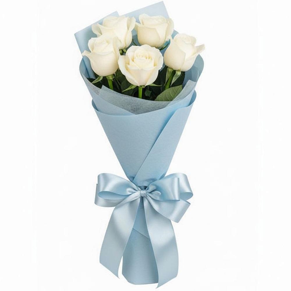 Букет 5 Белых роз Проуд в Навле