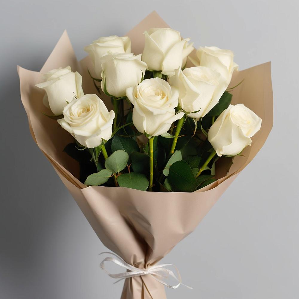 Букет 9 Белых роз Эдлесс Лав в Навле