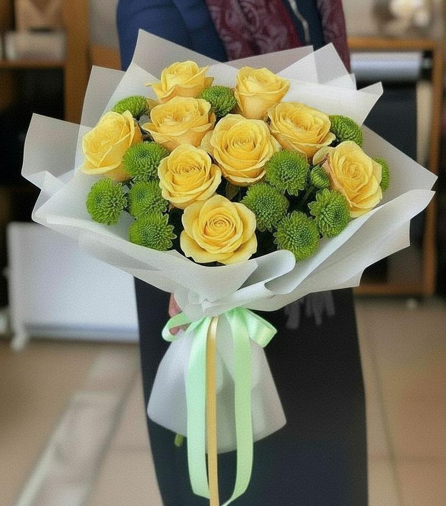Букет цветов из: Хризантемы и Розы в Навле