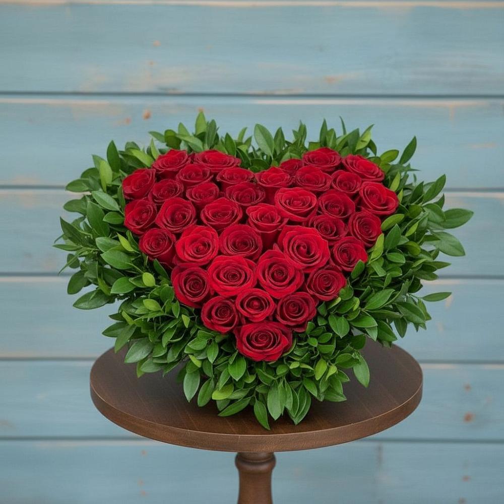 Цветочная композиция из Розы в виде сердца в Навле