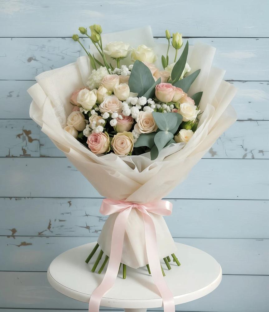 Букет цветов из: Розы и Лизиантусы в Навле