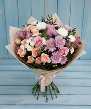 Букет цветов из:  Хризантемы, Розы и Альстромерии в Навле